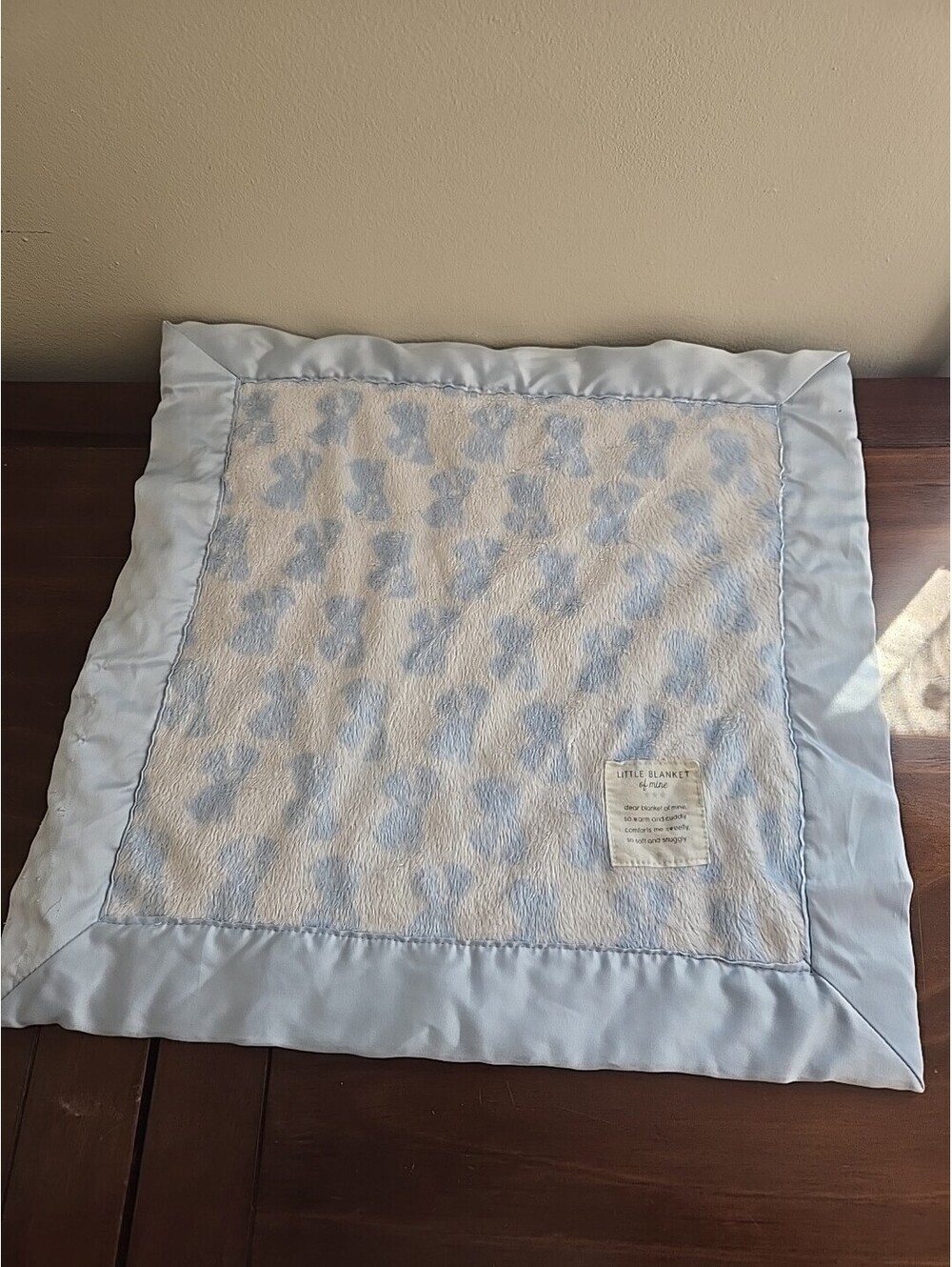 Carter's Blue Blanket of Mine Dot Minky Satin Trim Lovey Security Blanket 15"